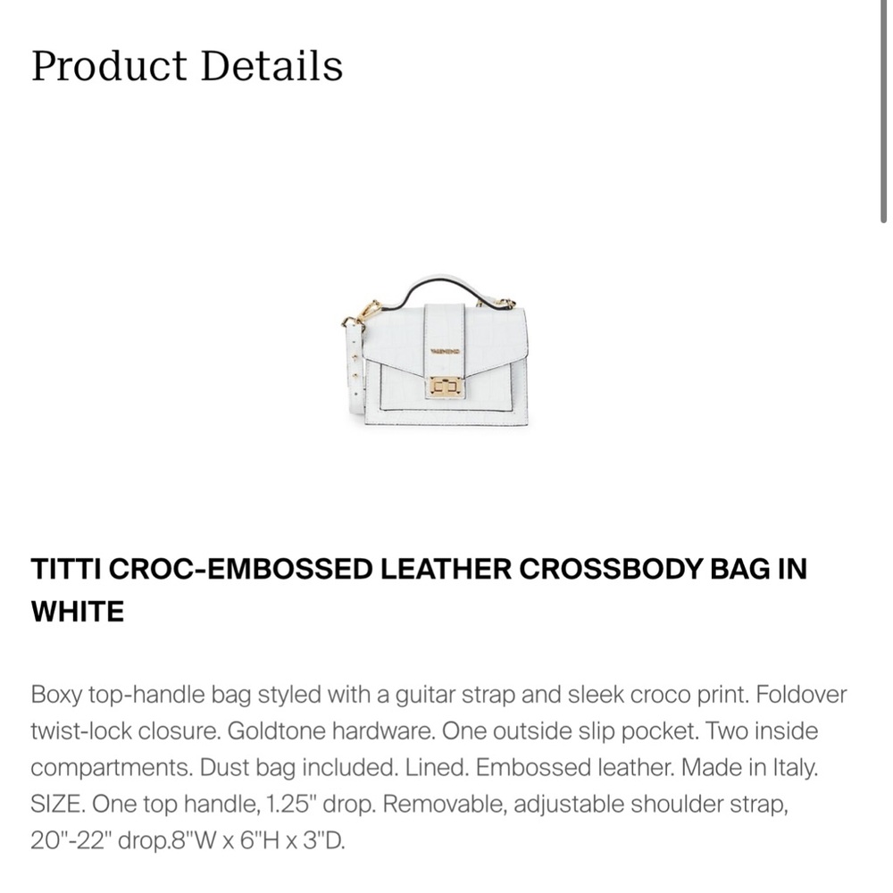 Valentino White Croc-Embossed Leather Crossbody Bag